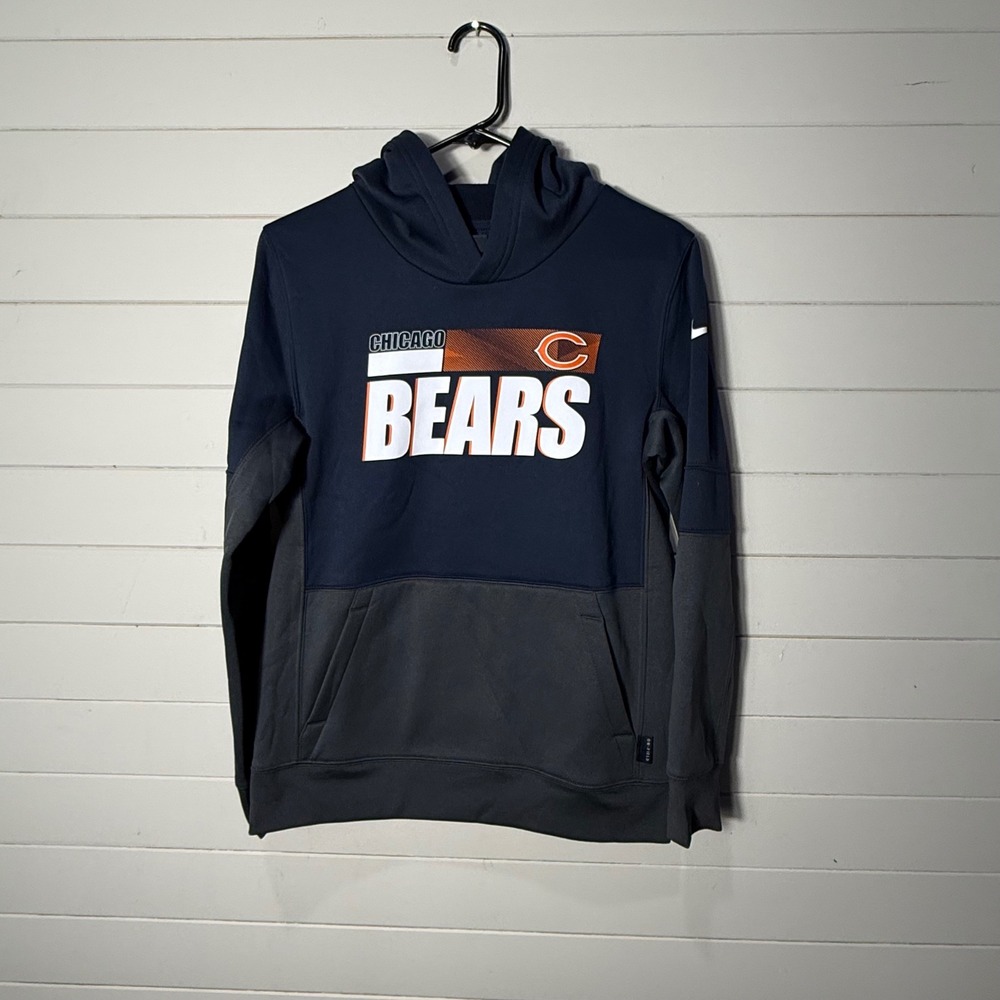 Nike Chicago Bears NFL Dri-Fit Onfield Hoodie Kids Large 14/16 Navy Grey